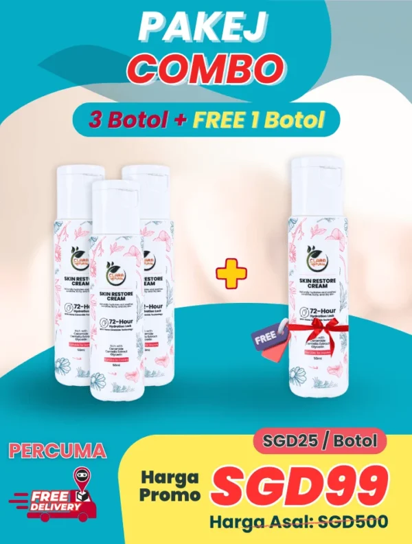 Clara Cream Pakej Combo 4 Botol